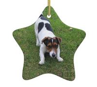 Jack Russell Dog Print Christmas Tree Ornaments Funny Christmas Ornament Ceramic Christmas Hanging Ornament Xmas Ornaments For Home Decor