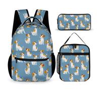 Jack Russell Dog Stylish Backpack Set with Pencil Cases Lunch Bag
