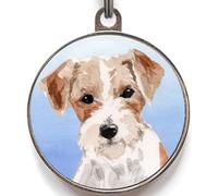 Jack Russell Dog Tag - Add Text to Back - 4 Colour Options - Personalised Pet ID Tag - Cute Terrier Gift for Dog Owners - Lightweight Waterproof Name Disc
