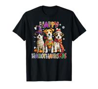 Jack Russell Dogs Christmas Happy Hallothankmas Men Women T-Shirt
