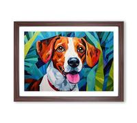 Jack Russell Geometric Framed Print | A2 Walnut Framed Wall Art | Ready to Hang | Modern Fantasy Picture | Living Room Bedroom Lounge Office