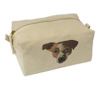 'Jack Russell Head' Canvas Wash Bag/Makeup Case (CS00043627)