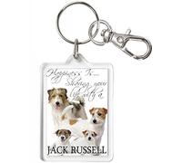 JACK RUSSELL KEYRING, Happiness Is..... Affordable Birthday, Christmas, Mother's Day or other celebration Gift. Can Be Personalised. Matching Ceramic JACK RUSSELL DOG Mug and Acrylic Coaster Available