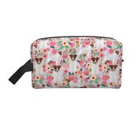 Jack Russell Lilac Vintage FloralsMakeup Trave Bag for Women,Cosmetic Large Capacity Organizer