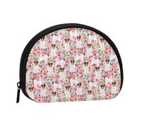 Jack Russell Lilac Vintage FloralsSmall Makeup Sanitary Napkin Storage Bag,Women's Cosmetic Coin Purse