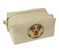 'Jack Russell Love Note' Canvas Wash Bag/Makeup Case (CS00043585)