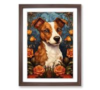 Jack Russell Nouveau Framed Print | A2 Walnut Framed Wall Art | Ready to Hang | Modern Nature Picture | Living Room Bedroom Lounge Office