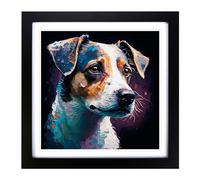 Jack Russell Palette Knife Framed Wall Art Print 18x18 Inch Black