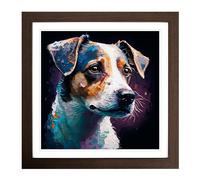 Jack Russell Palette Knife Painting Framed Print | 18x18 Inch Walnut Framed Wall Art | Ready to Hang | Modern Historical Picture | Living Room Bedroom Lounge Office