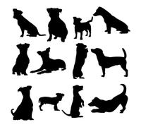 Jack Russell Pet Dog Silhouette 12 Cute Stickers Pack - Scrapbook Accessories - Car Bumper Sticker - Light Switch Sticker - Small Gifts - Kids Stickers (Small, Black)