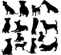 Jack Russell Pet Dog Silhouette 14 Cute Stickers Pack - Scrapbook Accessories - Car Bumper Sticker - Light Switch Sticker - Small Gifts - Kids Stickers (Extra-Small, Black)