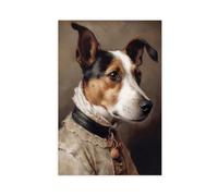 Jack Russell Portrait, Whimsical Renaissance Animal Painting, Altered Art Print, Puppy Head Human Body, Unique Dog Lover Gift-1