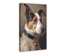 Jack Russell Portrait, Whimsical Renaissance Animal Painting, Altered Art Print, Puppy Head Human Body, Unique Dog Lover Gift-1