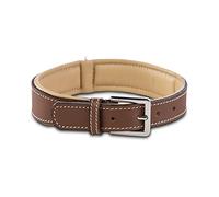 Jack & Russell Premium dog leather collar Amy - leather collar made of genuine leather with original J&R stamp, robust and elegant (XS, brown/beige)