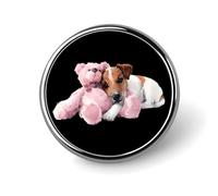 Jack Russell Puppy Teddy Bear Round Pin Brooch Badge Button Stylish Aluminum Decorative for Clothes Backpacks Hats