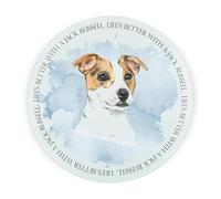 Jack Russell Round Glass Worktop Saver - Life's Better with a Dog Gift - Textured Kitchen Chopping/Cutting Board Worktop Protector with Non-Slip Feet 30cm x 30cm (12" x 12")