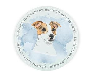 Jack Russell Round Glass Worktop Saver - Life's Better with a Dog Gift - Textured Kitchen Chopping/Cutting Board Worktop Protector with Non-Slip Feet 30cm x 30cm (12" x 12")