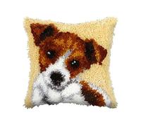 Jack Russell (Small) Latch Hook Cushion Front Kit. Orchidea, 25x25cm Printed canvas