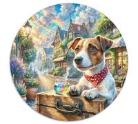 Jack Russell Terrier 1000 Piece Jigsaw Puzzles Pet Dog Round Puzzles Classic Educational Games Beautiful Decoration Puzzle for Adults And Kids 1000pcs (67.5x67.5cm)