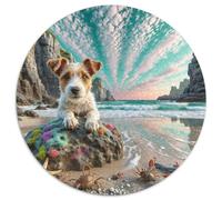 Jack Russell Terrier 1000 Piece Jigsaw Puzzles Pet Dog Round Puzzles Stress Reliever Family Game Color Challenge for Travel Gifts,Present 1000pcs (67.5x67.5cm)