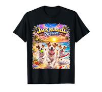 Jack Russell Terrier Beach Funny Summer Pup Tropical Sunset T-Shirt