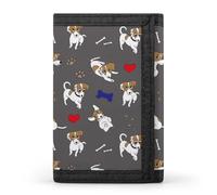 Jack Russell Terrier Bones Footprints Men's Trifold Wallet Slim Minimalist ID Credit Holder