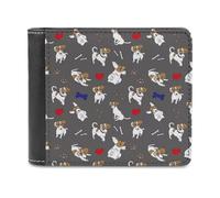 Jack Russell Terrier Bones Footprints Slim Bifold Wallet Minimalist Wallets Pouch with Card Slots for Men Women