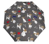Jack Russell Terrier Bones Footprints Travel Umbrellas for Rain Windproof Compact 3 Folding Umbrella UV Sun Protection