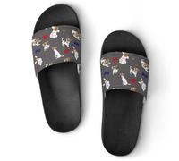 Jack Russell Terrier Bones Footprints Women's House Slippers for Men Shower Slides Bathroom Shoes Sandals 40 (250mm)