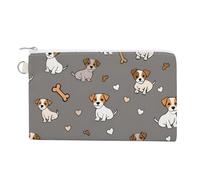 Jack Russell Terrier Bones Hearts Canvas Coin Pouch Wallet Slim Purse Card Holder
