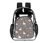 Jack Russell Terrier Bones Hearts Clear Backpack Transparent Heavy Duty Bag