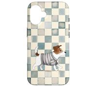 Jack Russell Terrier Checkerboard Pattern Case for iPhone 16