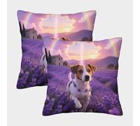 Jack Russell Terrier Cushion Covers Set of 2, Premium Polyester Throw Pillow Covers with Hidden Zipper, Square Decorative Throw Pillow Cases, for Garden Livingroom Couch Patio Furniture 40x40cm