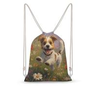 Jack Russell Terrier Daisy Field Men Drawstring Bags Backpack 30x40cm