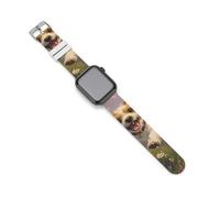 Jack Russell Terrier Daisy Flower Field Silicone Watch Band Compatible with IWatch Series Ultra 1, 2, Series 9, 8, 7, 6, 5, 4, 3, 2, 1, SE