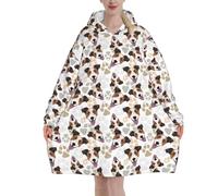 Jack Russell Terrier Dog And Paws Oversized Women's Wearable Blanket Hoodie, Flannel Pullover Blanket, Blanket Sweatshirt