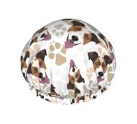 Jack Russell Terrier Dog And Paws,Shower Cap Nightcap Double Layer Waterproof Elastic Bath Cap Reusable Hair Cap