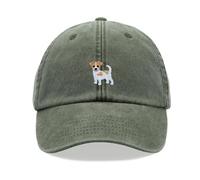Jack Russell Terrier Dog Baseball Cap Vintage Washed Unisex Dad Hat Adjustable Olive
