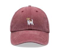 Jack Russell Terrier Dog Baseball Cap Vintage Washed Unisex Dad Hat Adjustable Red