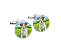Jack Russell Terrier Dog Cufflinks for Men | Unique Animal Artwork Accessory | Dog Lover Present | Handmade Gift Boxed Cufflinks | Illustrated Jack Russell Terrier Design Gift for Birthday/Christmas