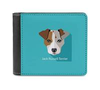 Jack Russell Terrier Dog On Turquoise Leather Bifold Wallet Coin Purse Soft Stylish Credit Pass Case Card-Holder for Boy Girl Men Woman Money Storage
