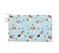 Jack Russell Terrier Dog Paws Canvas Coin Pouch Wallet Slim Purse Card Holder