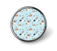 Jack Russell Terrier Dog Paws Round Pin Brooch Enamel Lapel Badges Jewelry Decor for Backpack Hats