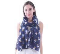 Jack Russell Terrier Dog Print Women's Scarf Shawl Wrap Lightweight (Navy Blue)