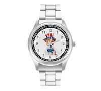 Jack Russell Terrier Dog U.S. Flag Quartz Watch Alloy Watch Dress Decorative for Business Men Women with Design Pattern Print