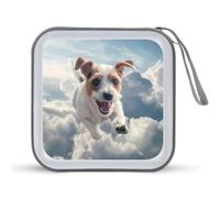 Jack Russell Terrier Dog with Angel CD Case Portable DVD Storage Small CD Holder Organizer for Home Travel