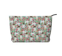 Jack Russell Terrier Floral, Cosmetic Bag Corduroy Makeup Bag Portable Travel Toiletry Bag