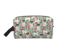 Jack Russell Terrier FloralLarge Capacity Cosmetic Organizer，Travel Makeup Bag for Women