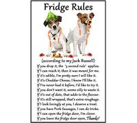 Jack Russell Terrier Gift - Fridge Rules - Large Fun flexible Fridge Magnet- size 16cms x 10 cms (approx. 6" x4")