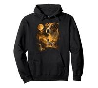 Jack Russell Terrier Howling To The Moon Retro Wilderness Pullover Hoodie